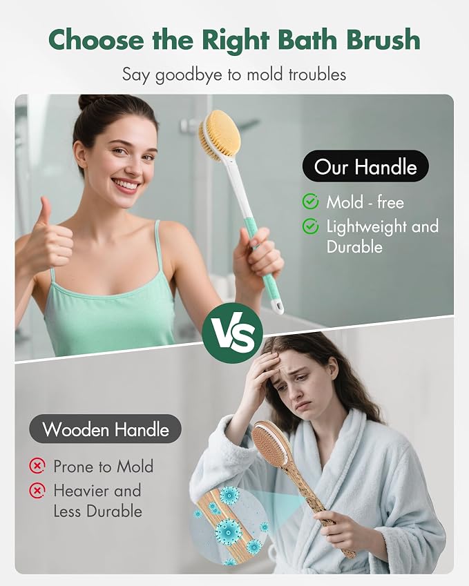 Back Scrubber Body Shower Brush: Anti Slip Long Handle Bath Brush - Image 6