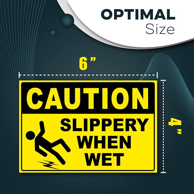 Caution Slippery When Wet Stickers, 4x6 Vinyl Decals, Caution Wet Floor Sign - Image 2