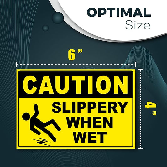 Caution Slippery When Wet Stickers, 4x6 Vinyl Decals, Caution Wet Floor Sign - Image 2