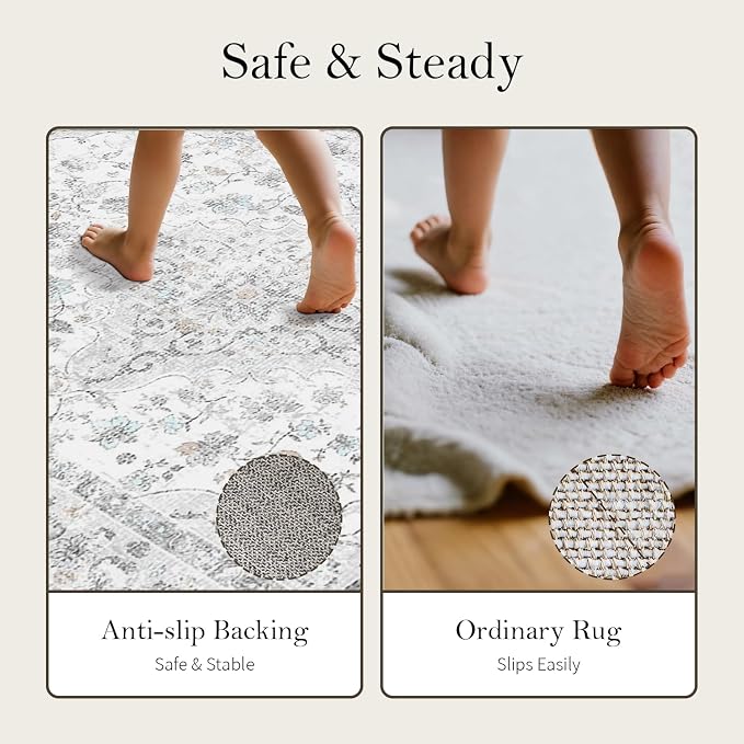 Area Rugs 5x7, Washable Grey Rugs - Image 8