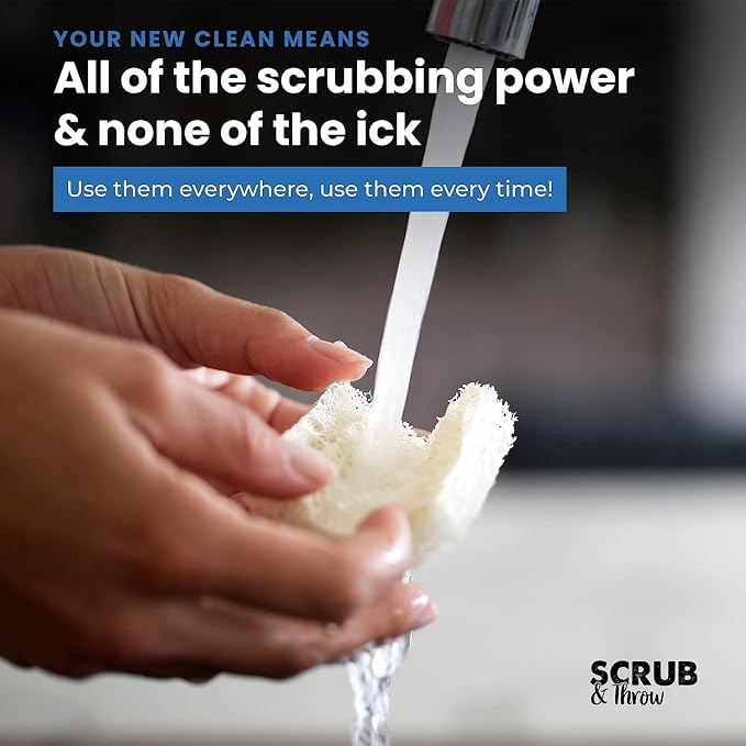 Scrub & Throw Natural Loofah Sponges, Non-Scratch Kitchen Sponges, - Image 2