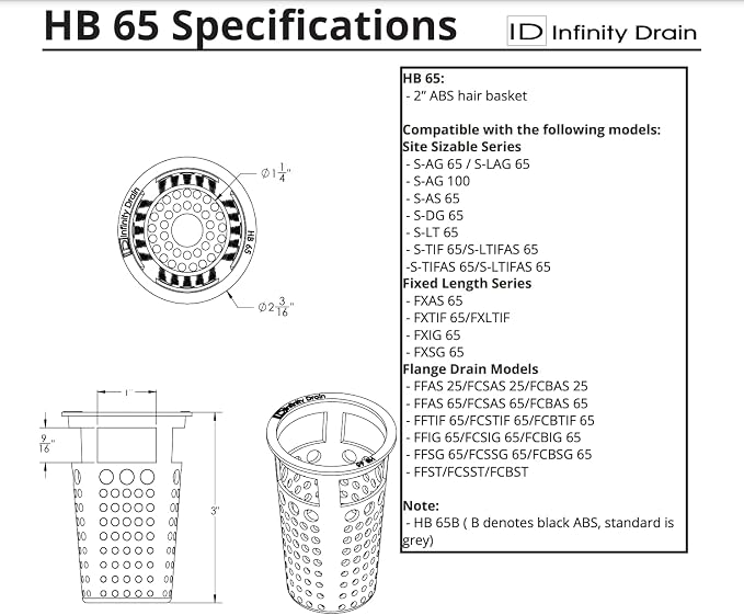 Infinity Drain: HB 65-2" Hair Basket - Image 2