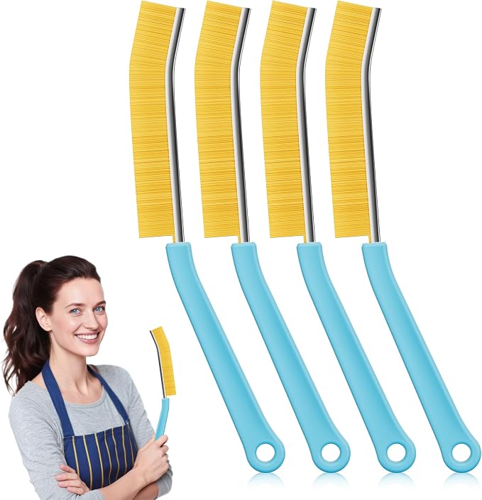 JOYMOOP 4 Pack Crevice Cleaning Brush, Turquoise Hard Bristle Grout Brush by JOYMOOP