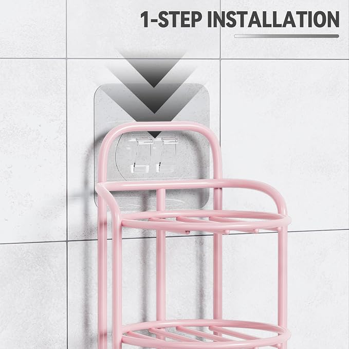 Pink 3-Tier Shower Soap Shampoo Bar Holder, Self Adhesive & Freestanding - Image 4