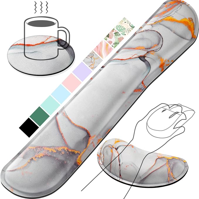 Gimars Upgrade Enlarge Gel Memory Foam Set Keyboard Wrist Rest Pad, Mouse Wrist by Gimars