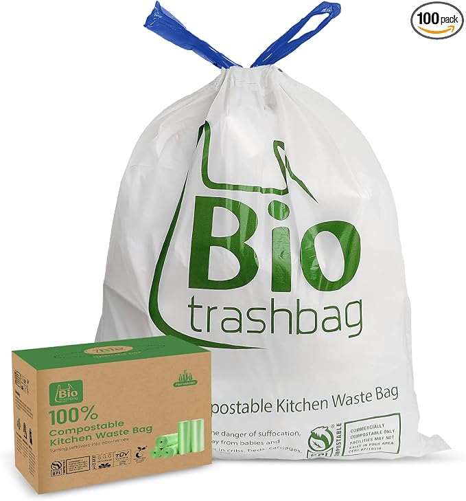 8 Gallon Compostable Trash Bags, Heavy Duty Extra Thick Compost Bags, Kitchen by Biotrashbag