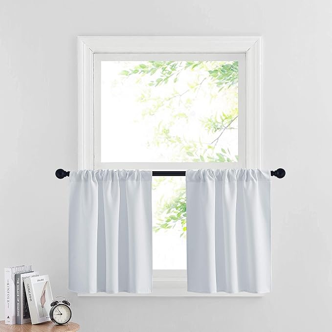 RYB HOME White Curtains for Small Window Energy Efficiency Room Darkening by RYBHOME
