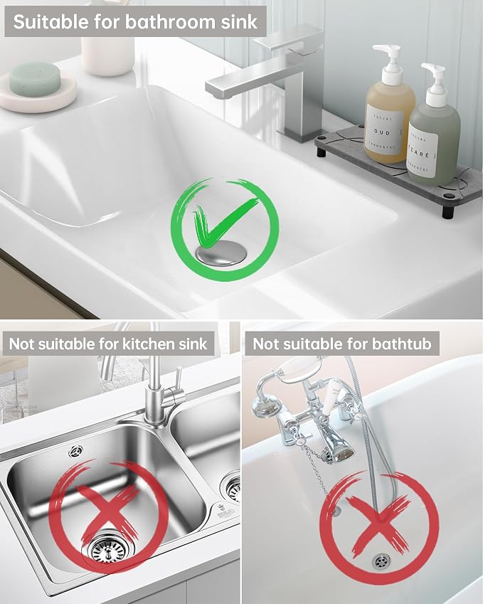 Fransiton Bathroom Sink Drain Stopper, Big-Cap Pop-up Drain Fits - Image 7