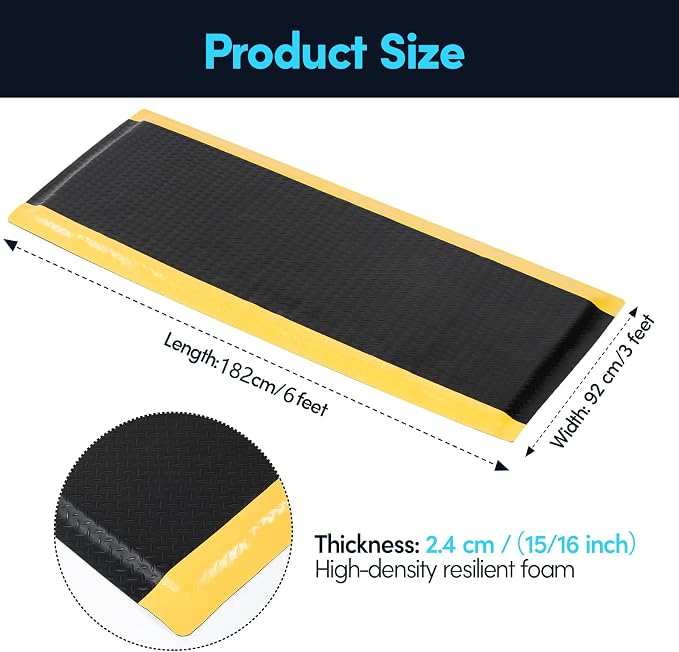 3 x 6 FT Anti Fatigue Mats Industrial 15/16 Inch Thick Soft Sponge Ergonomic - Image 3