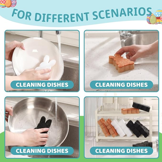 Tioncy 12 Pack Kitchen Sponges Bulk Dual Sided Scrubber Sponges Dishwashing - Image 3