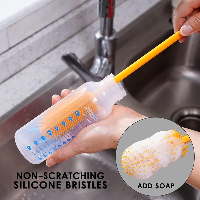 3-in-1 Silicone Bottle Brush and Straw Cleaning Brush Set, Water Bottle Cleaner - Image 8