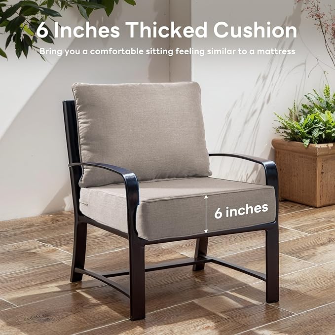 6" Thicker Outdoor Chair Cushion 9 Sets - 24" *24" *6" Waterproof Patio Furniture Cushions with Removable Cover, 28D High Density Sponge Filling Thicken Outdoor Patio Cushions - Grey