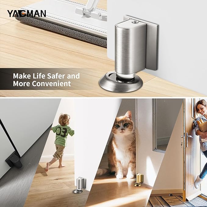 3 Pack Magnetic Door Stoppers Retractable Bottom of Door Holder No Drilling - Image 6