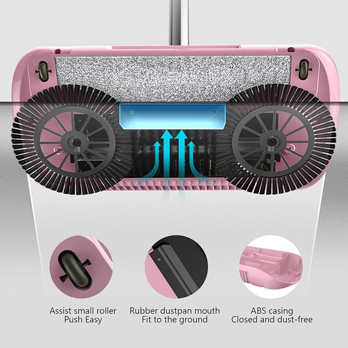 Carpet Sweeper Manual Manual Vacuum Sweeper 2 in 1 Hand Push 180 Degree - Image 3