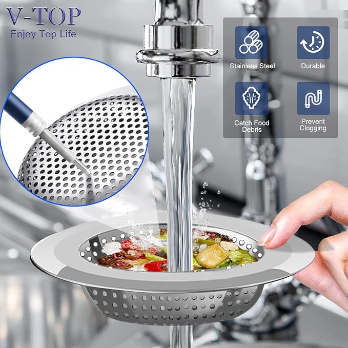 V-TOP Kitchen Drain Strainer Stopper 4 Pack, Universal 6 Inch Silicone Plug - Image 2