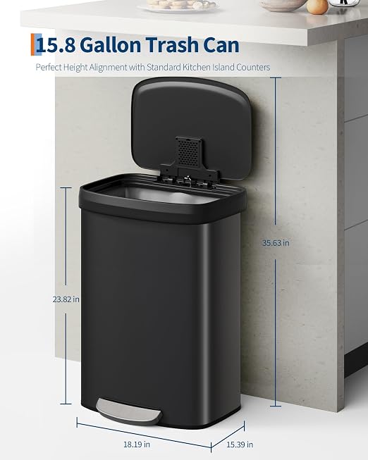 Garvee 16 Gallon / 60 Liter Metal Trash Can - Image 6