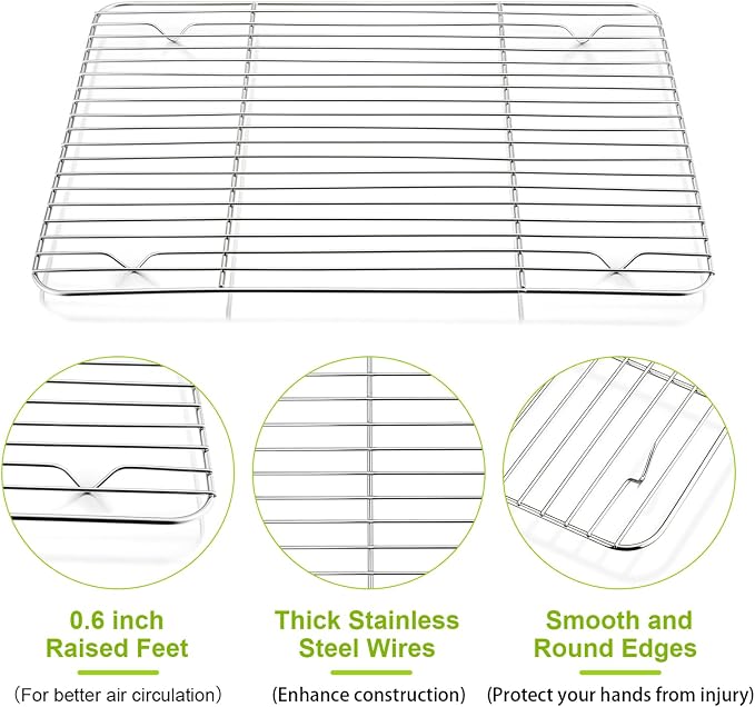 P&P CHEF Cooling Baking Rack Pack of 2, Stainless Steel Cooling Racks - Image 3