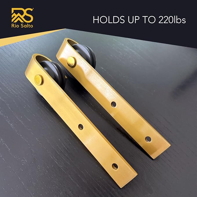 Rio Salto Brushed Brass Gold Barn Door Rollers – Extra Sliding Barn Door - Image 4