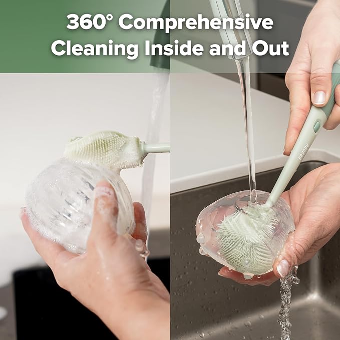 Haakaa 5-in-1 Cleaning Brush Set – Baby Bottle Brush & Bottle Brush Cleaner - Image 7