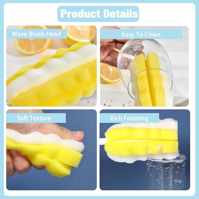8PCS Bottle Brush Replacement Sponge Heads Environmental Protection Cup Cleaner - Image 2