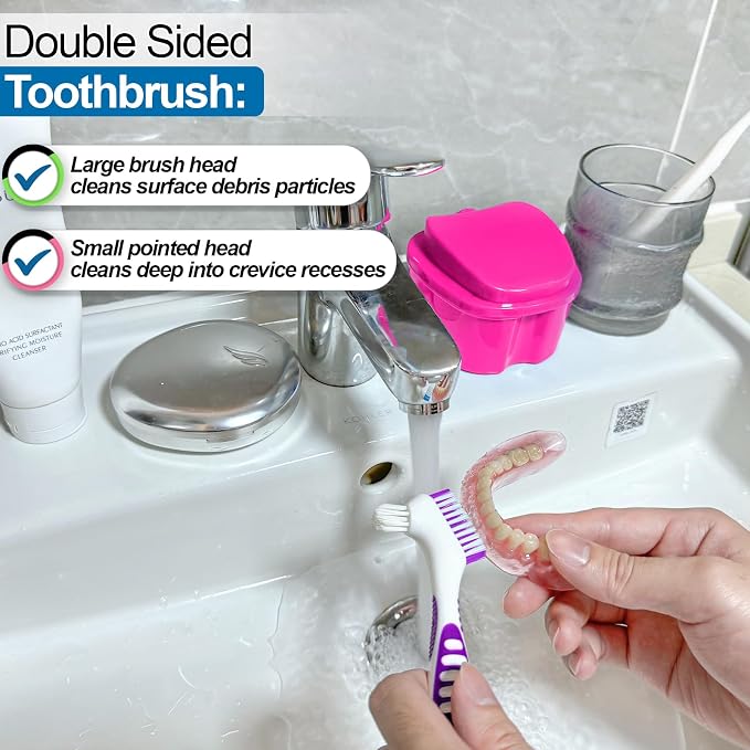 2 Pack Colors Denture Bath Case Cup Retainer Cleaner Holder Case False Teeth - Image 5