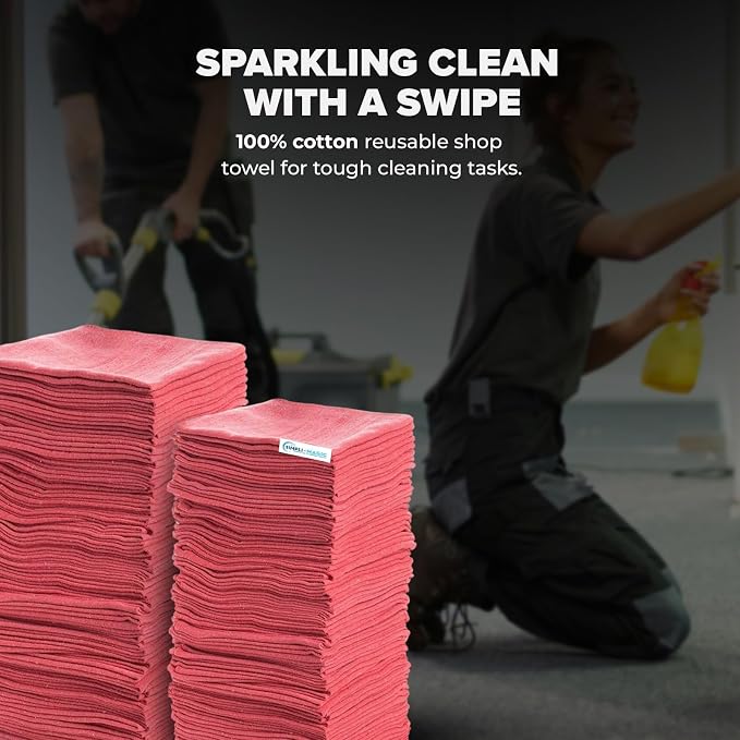 SIMPLI-MAGIC Premium Shop Towels 14”x12”, Commercial Grade Red, 150 Pack - Image 4