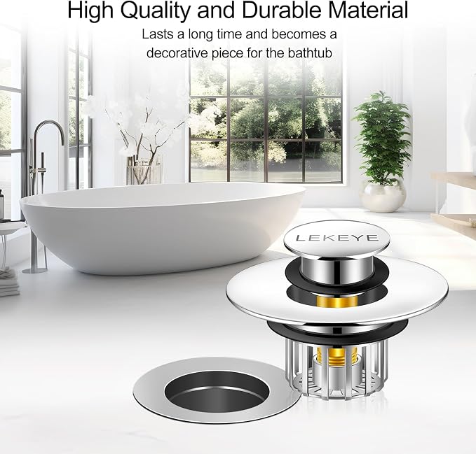 LEKEYE Tub Stopper | Shower Drain Hair Catcher | Pop-up Drain Stopper - Image 5