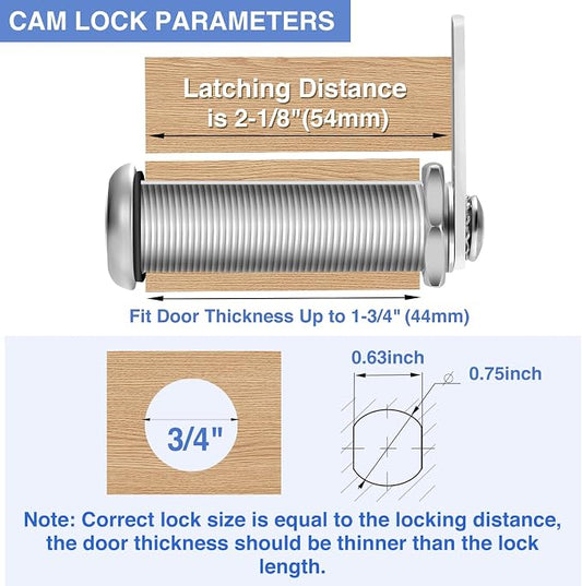 Cabinet Lock with Keys, Heavy Duty Cabinet Cam Lock Set - Image 2