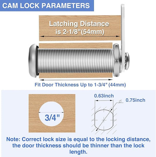 Extra-Long Cam Locks, 2-1/8 Inch, Keyed Alike, Zinc Alloy - Image 2