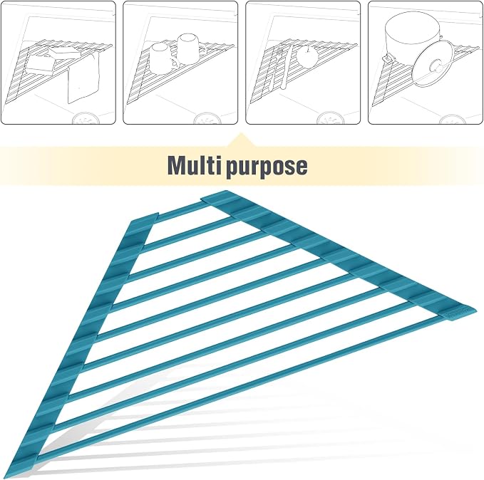 Tomorotec Compact Silicone-Coated Triangle Dish Drying Rack - Image 7