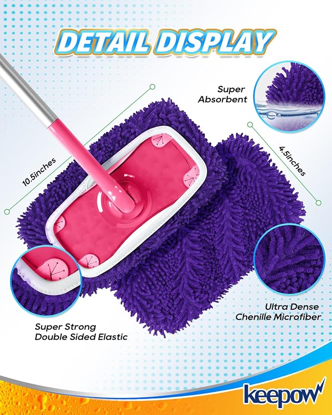 8Pcs Reusable Microfiber Mop Pads Compatible - Image 6