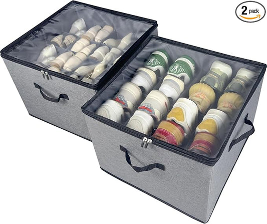 Shoe Organizer Box 2 Pack, Shoe Storage Organizer by Vexalora