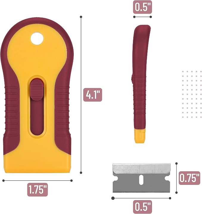 Bates- Razor Blade Scraper Tool, 2 Pack, 30 Extra Steel Blades, Anti-Slip - Image 5