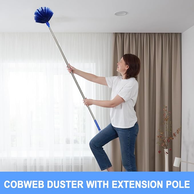 Cobweb Dusters with Extension Pole 100-inch, Spider Web Brush & Ceiling - Image 3