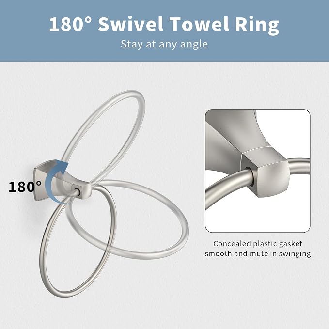 Bathroom Hardware Set 2 Pieces Toilet Paper Holder and Towel Ring Wall Mounted - Image 3