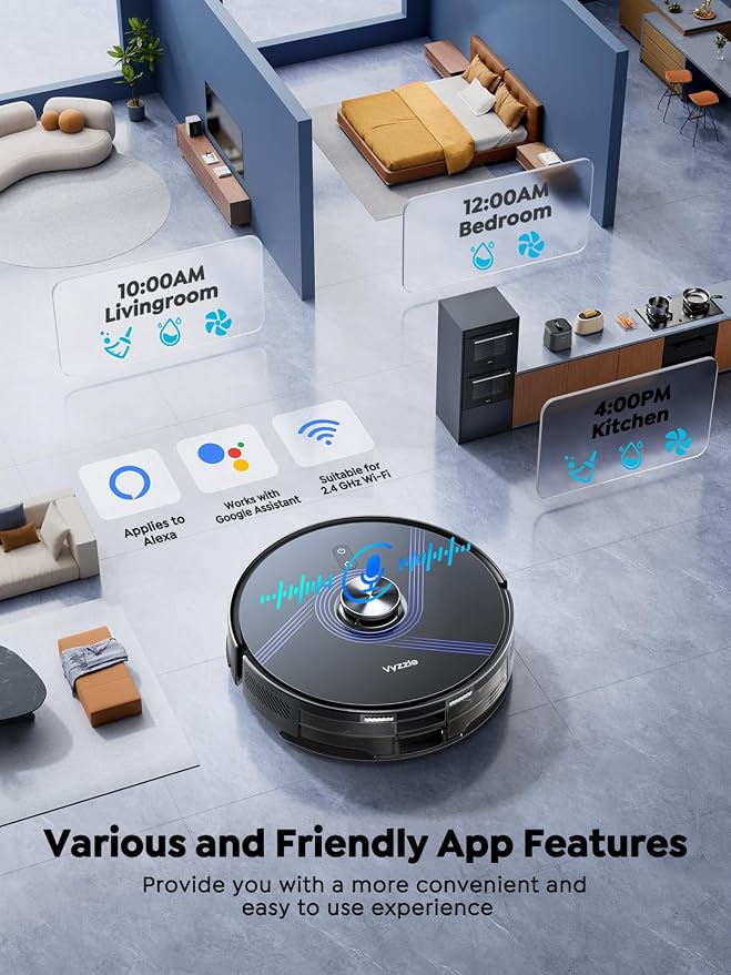 Vyzzle E20 Robot Vacuum and Mop, 60-Day Robot Vacuum Self Emptying, 5500Pa - Image 4