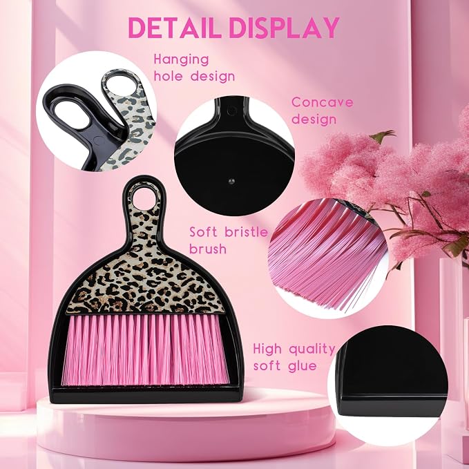 THINKLEARN 2PCS Mini Dustpan and Brush Set, Small Broom and Dustpan Set - Image 4