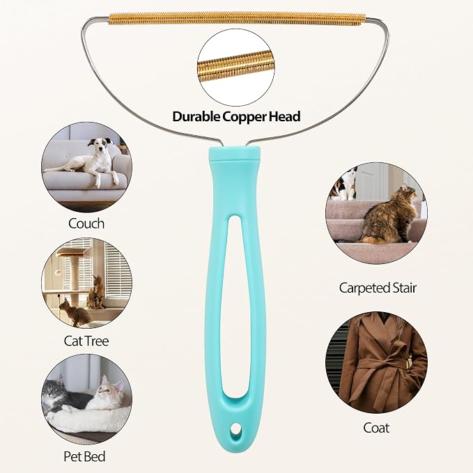 Carpet Rake for Pet Hair Removal Tool, 2 in 1 TPU and Copper Rake Teeth - Image 7