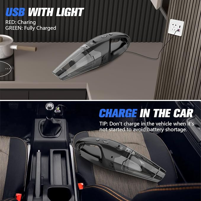 Handheld Vacuum Cordless Rechargeable 3-in-1, Car Vacuum Portable Cordless - Image 6