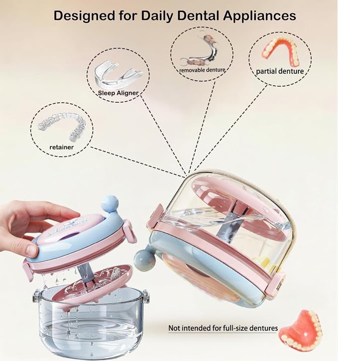 Denture Bath Cup，Retainer Cleaner Case Box, Night Mouth Guard Case Holder - Image 4