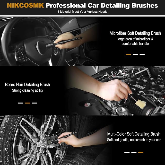 10PCS Car Cleaning Kit, Car Detailing Kit Interior Cleaner, Long Bristle Horse - Image 4