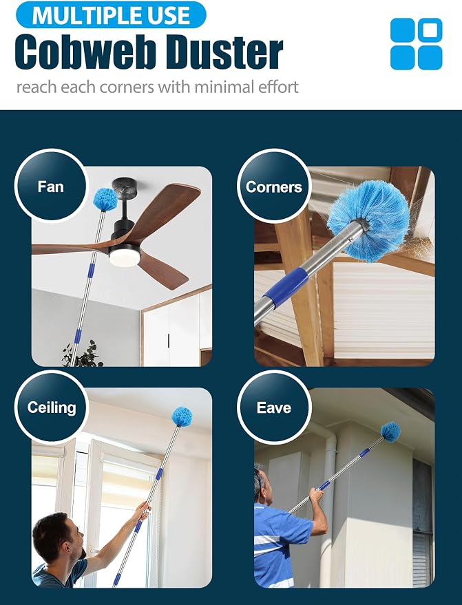 Cobweb Duster with Extension Pole, Outdoor Spider Web Brush with 6 ft Long - Image 6