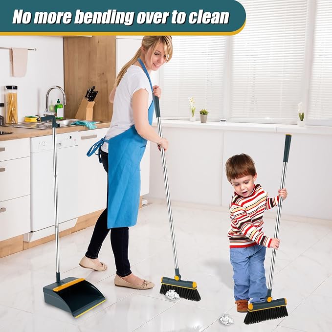 Broom and Dustpan Set for Home, 180° Rotating Broom Combo, Foldable Standing - Image 7