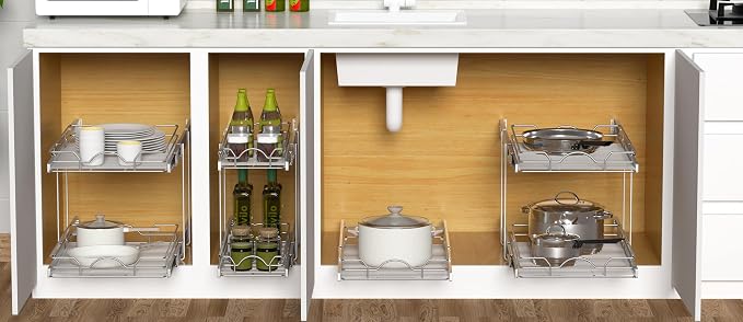 OCG 2 Tier Pull Out Cabinet Organizer, Pull Out Drawers - Image 6