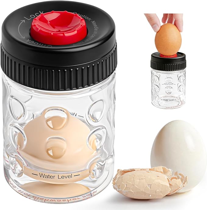 2 in 1 Egg Peeler with Piercer, Hard Boiled Egg Shell Remover Tool with Rotary by WhiteRhino