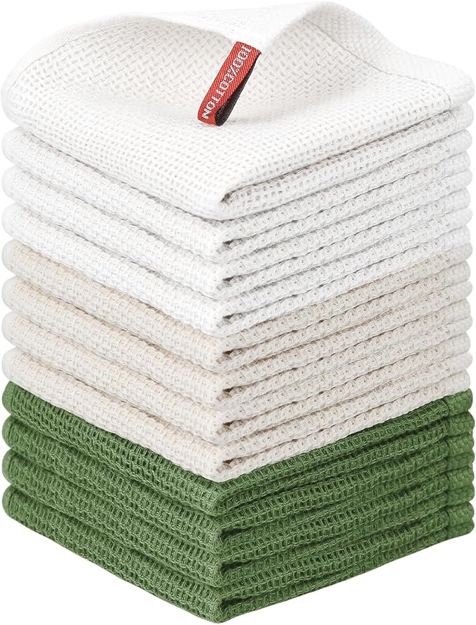 Nialnant 12 Pack Dish Cloths, 100% Cotton Dish Towels by Nialnant