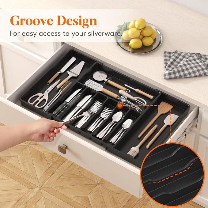 Lifewit Silverware Drawer Organizer, Expandable from 18.7 to 33 inches - Image 9