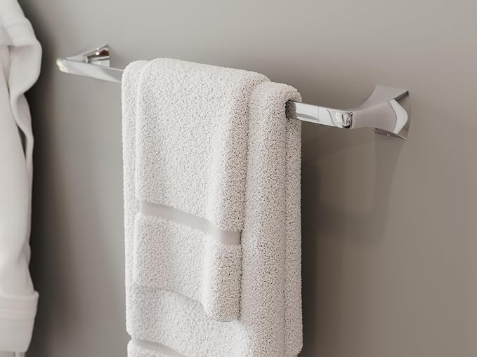 Pfister Bruxie Bath Towel Bar for Bathroom, Wall-Mounted, Polished Chrome Finish - Image 2