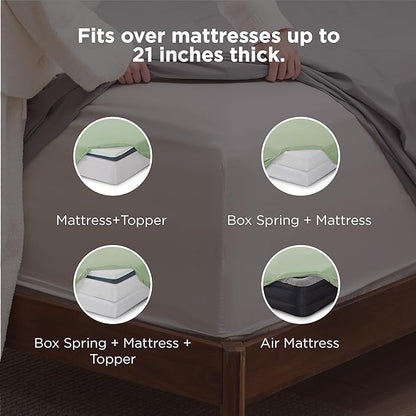 Bedsure Deep Pocket Full Size Bed Sheets Set - Fits Mattresses Up to 21 Inches Thick - 4 Piece GentleSoft Bed Sheets, Moisture Wicking, Cooling Bedsheet & Pillowcases, Easy & Secure Fit, Light Green
