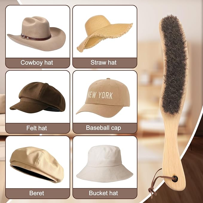 Felt Hat Brush, Felt Hat Cleaner Horse Hair Cowboy Hat Brush Cleaning Kit Hat - Image 6